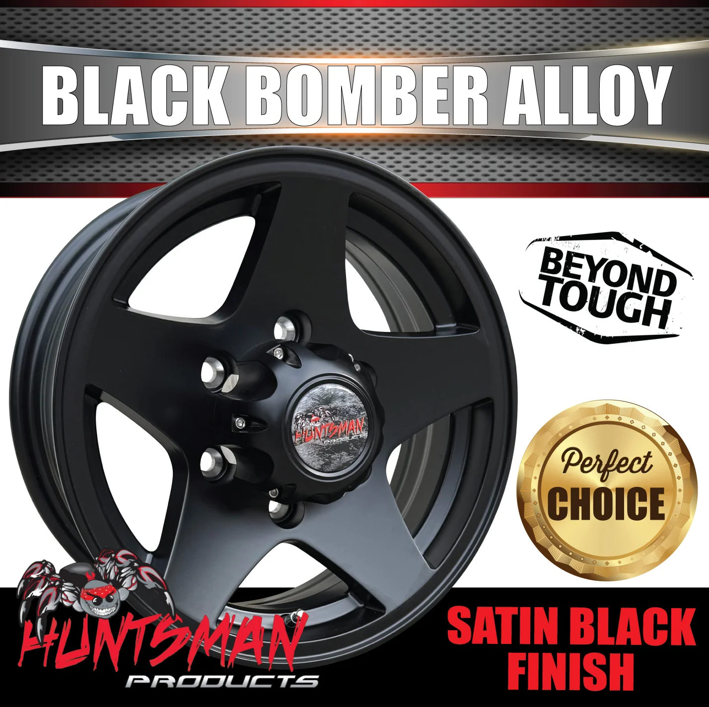 14" Trailer Caravan 6 Stud Black Bomber Alloy Wheel & 185R14C Commercial Tyre. 185 14 - Image 8
