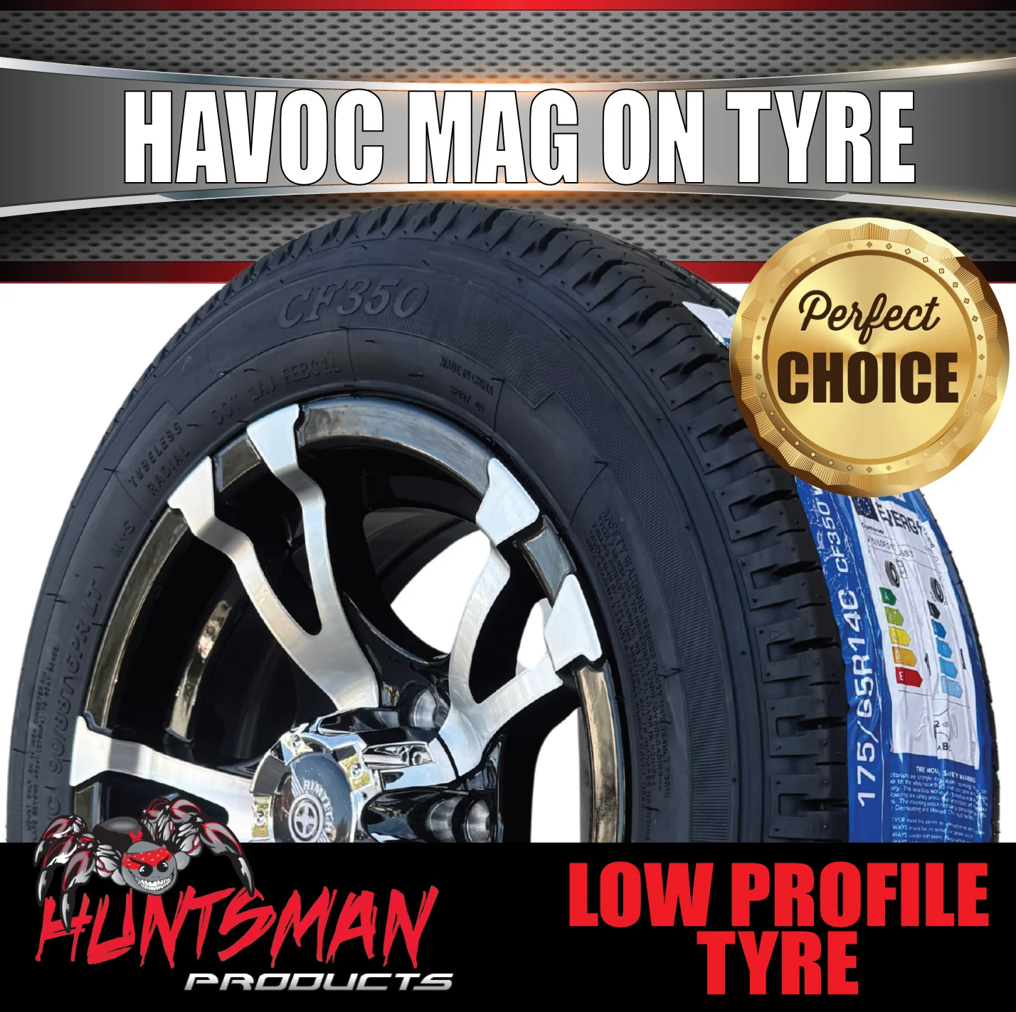 Low Profile Boat Trailer 14" Ford Pattern Havoc Mag Wheel Rim & 175/65R14C Tyre - Image 4
