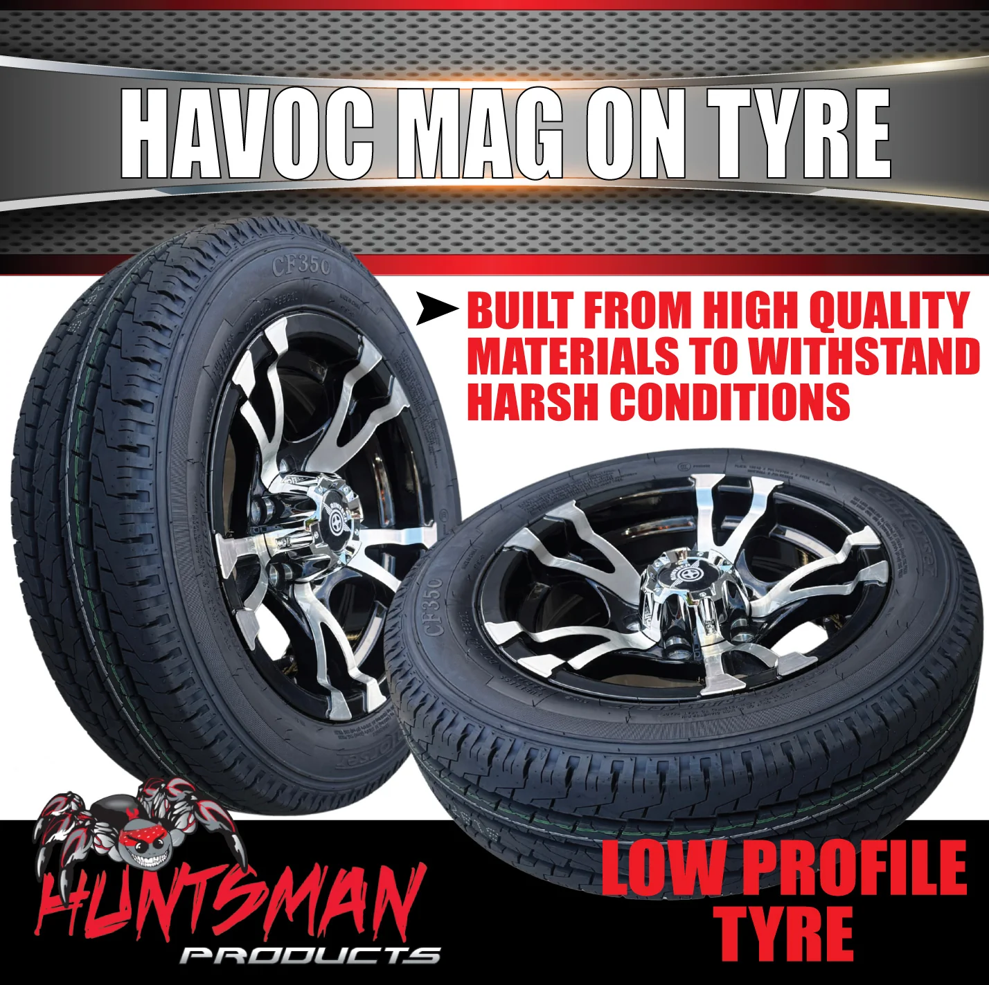 Low Profile Boat Trailer 14" Ford Pattern Havoc Mag Wheel Rim & 175/65R14C Tyre - Image 5