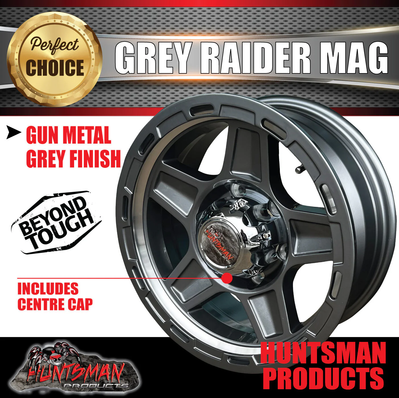 Low Profile Boat Trailer 14" Ford Stud Gunmetal Raider Mag Rim & 175/65R14C Tyre - Image 10
