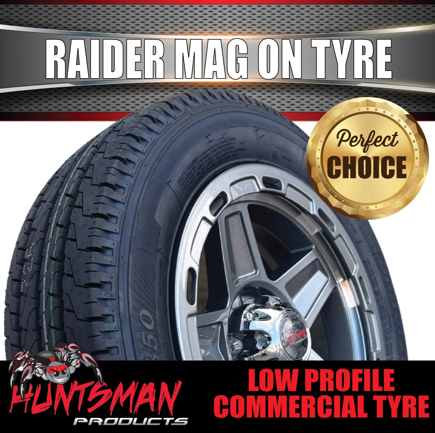 Low Profile Boat Trailer 14" Ford Stud Gunmetal Raider Mag Rim & 175/65R14C Tyre - Image 2