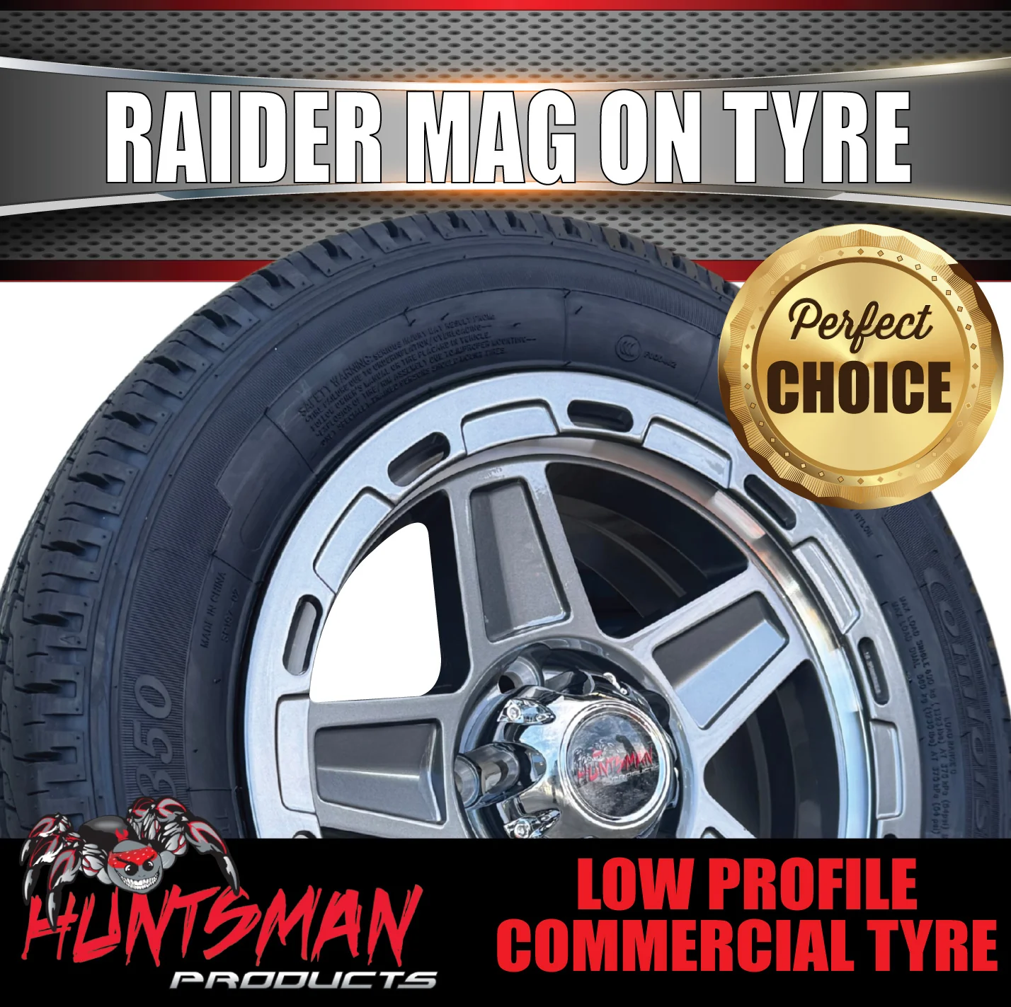 Low Profile Boat Trailer 14" Ford Stud Gunmetal Raider Mag Rim & 175/65R14C Tyre - Image 4