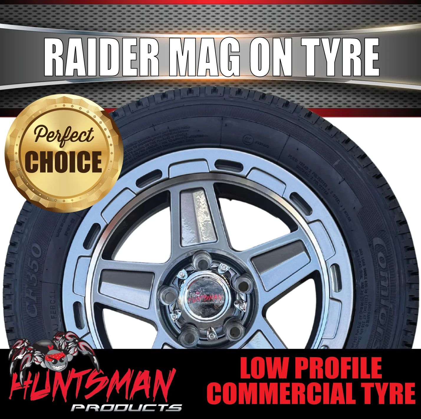 Low Profile Boat Trailer 14" Ford Stud Gunmetal Raider Mag Rim & 175/65R14C Tyre - Image 7