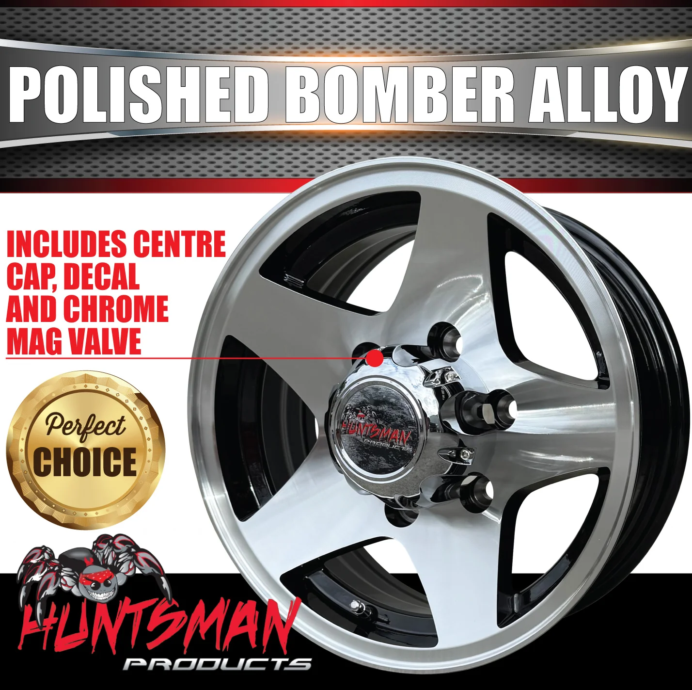 Low Profile Boat Trailer 14" Polished Bomber 6 Stud Alloy Mag Wheel & 175/65R14C Tyre - Image 8