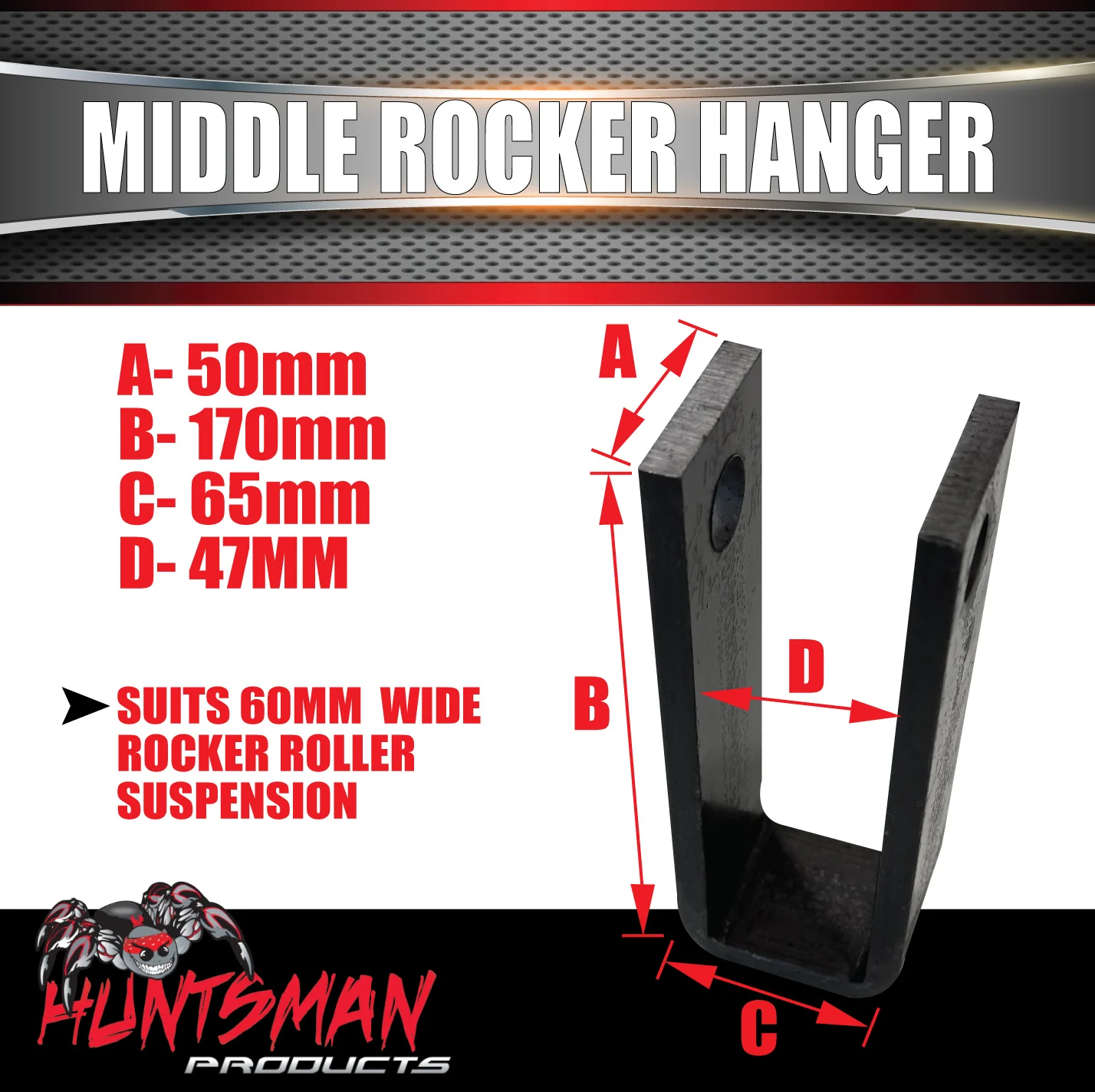 Middle 10mm Thick Hanger Suited to 60mm Wide Rocker Roller Springs Suspension - Image 3