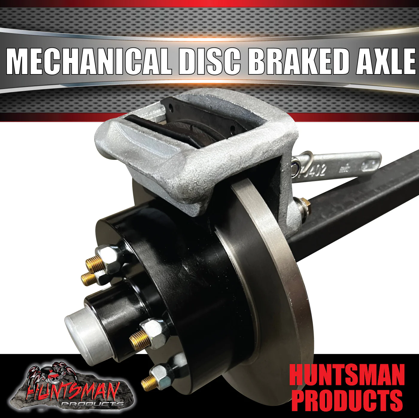 Natural 40mm Square Mechanical Disc Braked Trailer Axle. 1000Kg 78"-96" Axles - Image 4