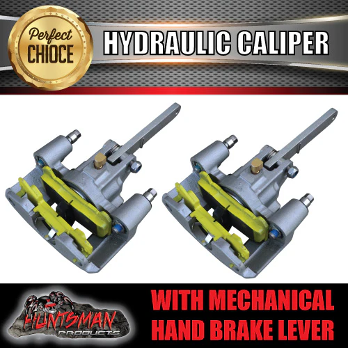 Pair Hydraulic Disc Brake Calipers with mechanical park brake levers. - Image 3