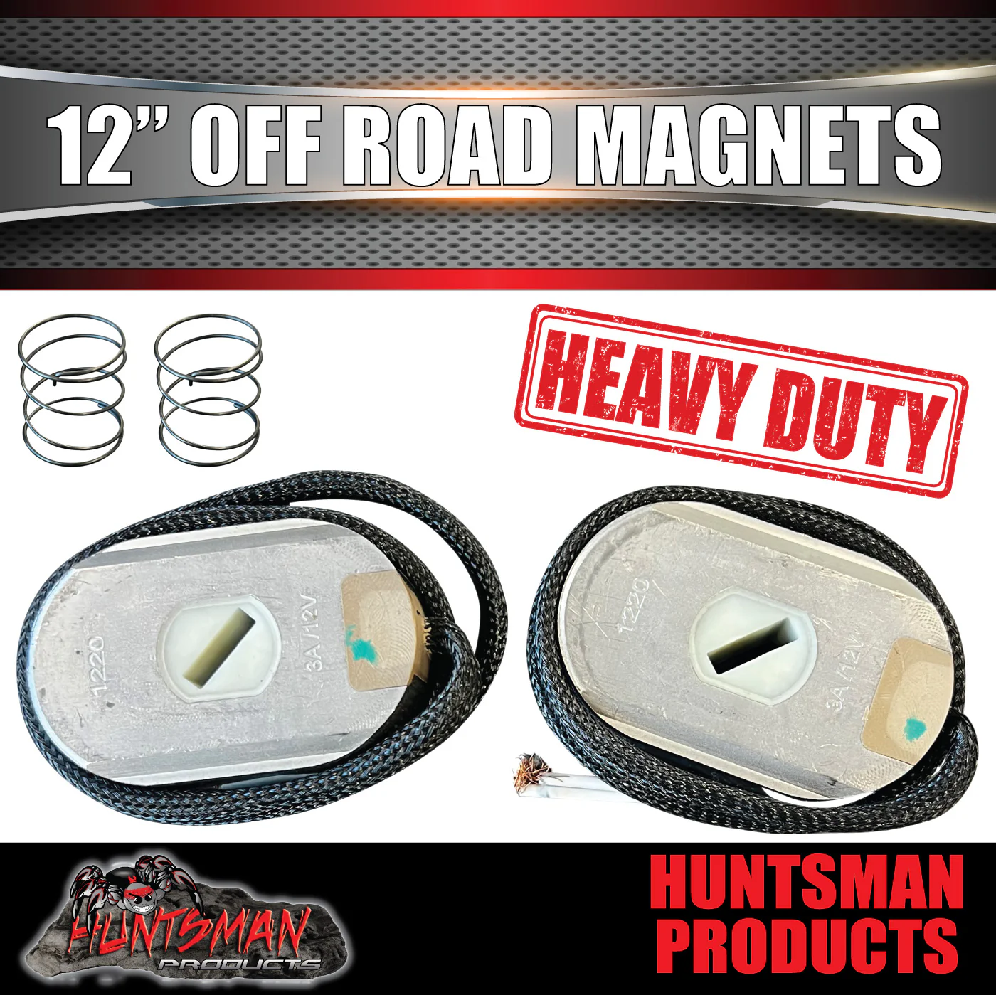 Pair Trailer Caravan Replacement 12" Off Road electric Backing Plate Magnets & Springs L&R - Image 2