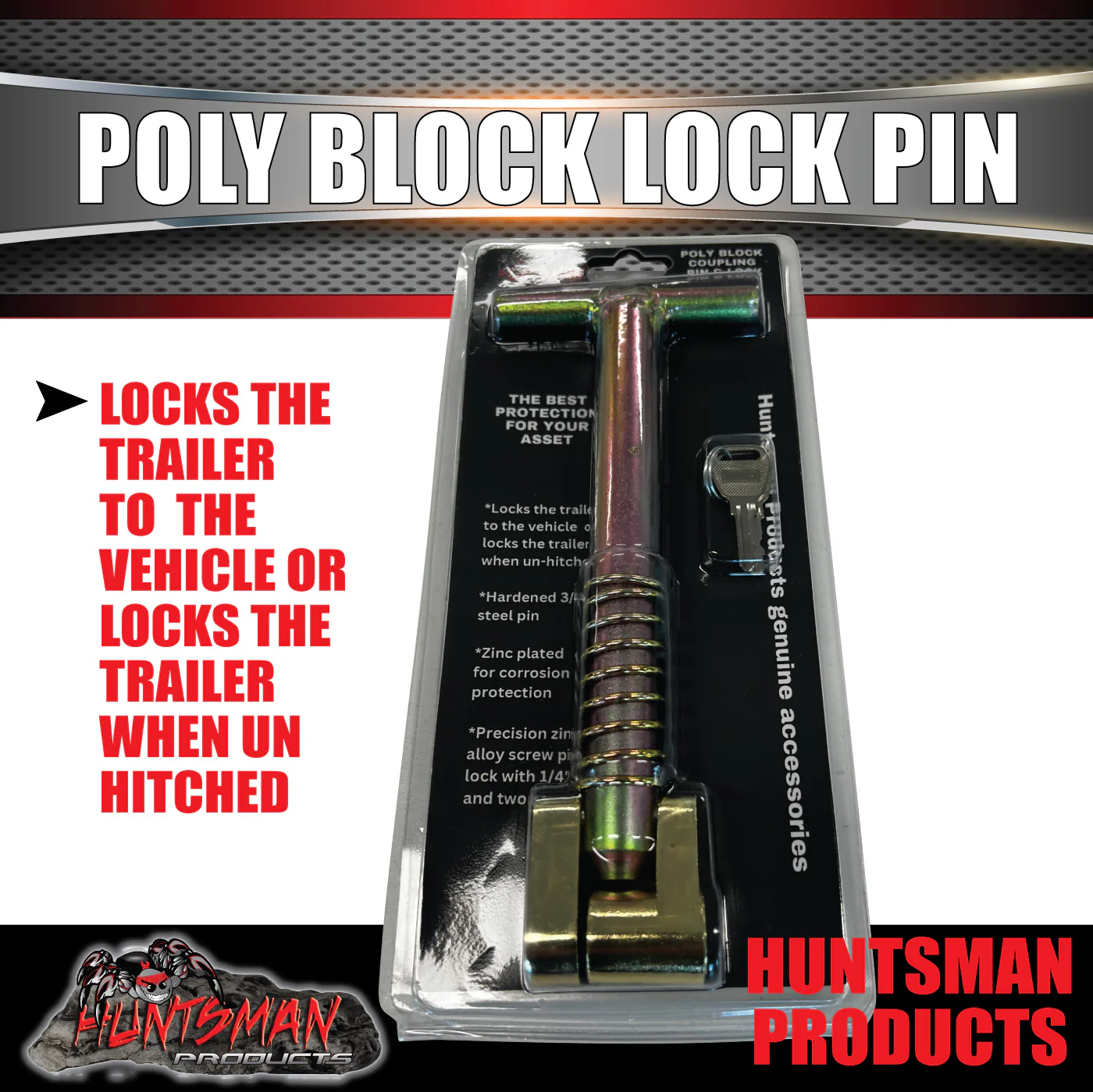 Poly Block coupling Pin & Lock Suit Huntsman Treg Trig For Trailer Caravan - Image 2