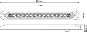 Roadvision Blacked Out LED Rear Ultra Slim Stop/Tail Strip Light Lamp 252mmx28mm - Image 3
