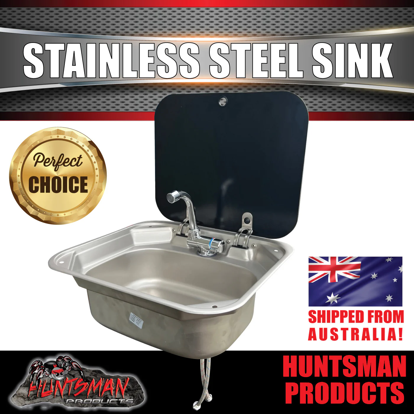 RV Caravan Camper Trailer Kitchen Stainless Sink Basin + Hot Cold Mixer Tap - Image 2