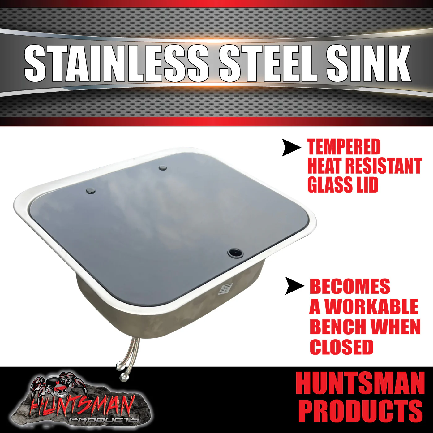 RV Caravan Camper Trailer Kitchen Stainless Sink Basin + Hot Cold Mixer Tap - Image 3