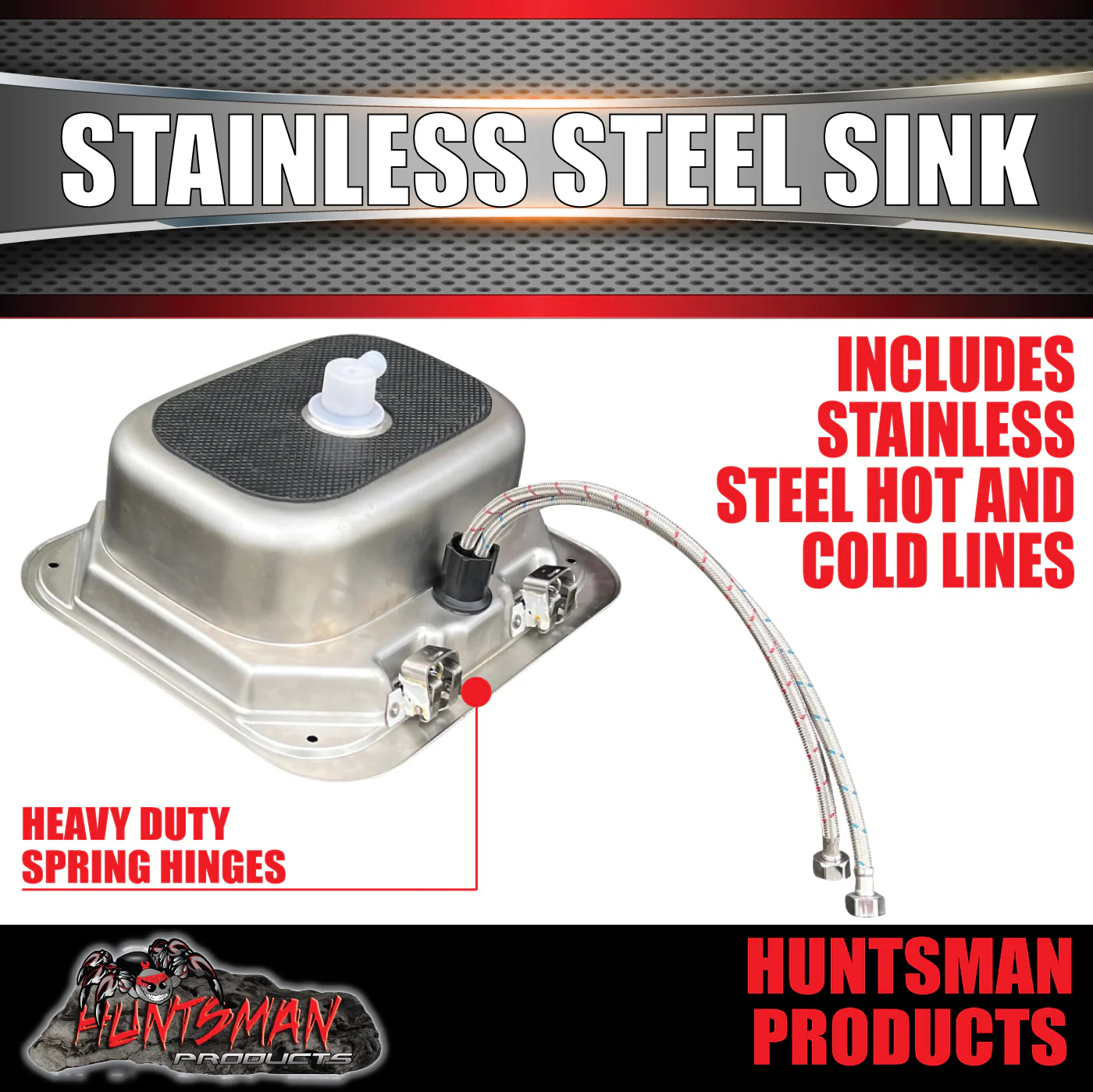 RV Caravan Camper Trailer Kitchen Stainless Sink Basin + Hot Cold Mixer Tap - Image 4