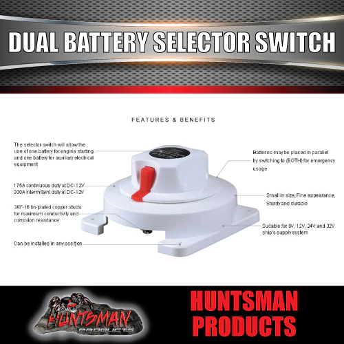 SEAFLO Marine Boat Caravan RV Dual Battery Battery Selector Switch. 3 Position - Image 2