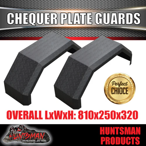 Pair Single Axle Trailer Mudguards & Steps Chequer Steel. 250mm Wide Aggressive folds - Image 5