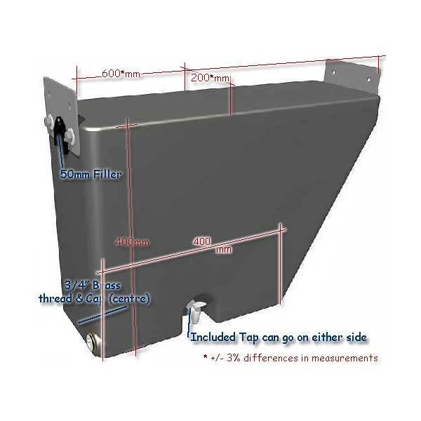 SLIMLINE 30 LITRE MUDGUARD WATER TANK PRV30S - Image 2