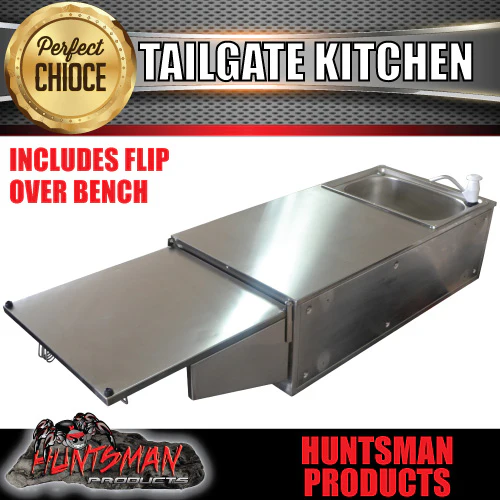 304 Stainless Steel Camper Trailer Caravan Tailgate Kitchen. LHS Sink Solid Back - Image 4