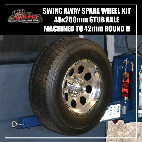 Rear Bar Swing Away Spare Wheel Bracket Hinge Kit.  Machined 45X250mm Square Stub Axle For 4wd & Camper Trailers - Image 8