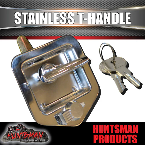 T Handle Locks With Studs. Stainless Steel, Flush Mount, - Image 2
