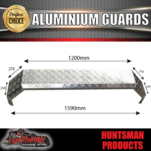 Aluminium Tandem Trailer Caravan Mud Guards 1590mm x 250mm. Suit Slipper Springs. TIG Welded - Image 7