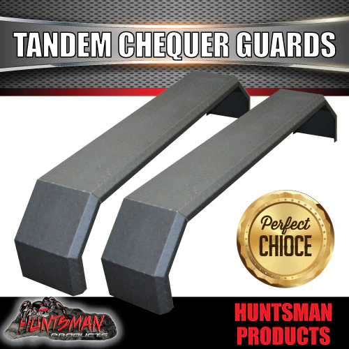 2x Off Road 1900mm x 330mm Tandem Trailer Mudguards Chequer Steel For Rocker Roller Springs - Image 6