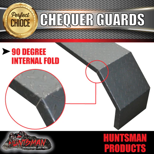 2x Off Road 1820mm x 330mm Tandem Trailer Mudguards Chequer Steel For Slipper Springs - Image 5