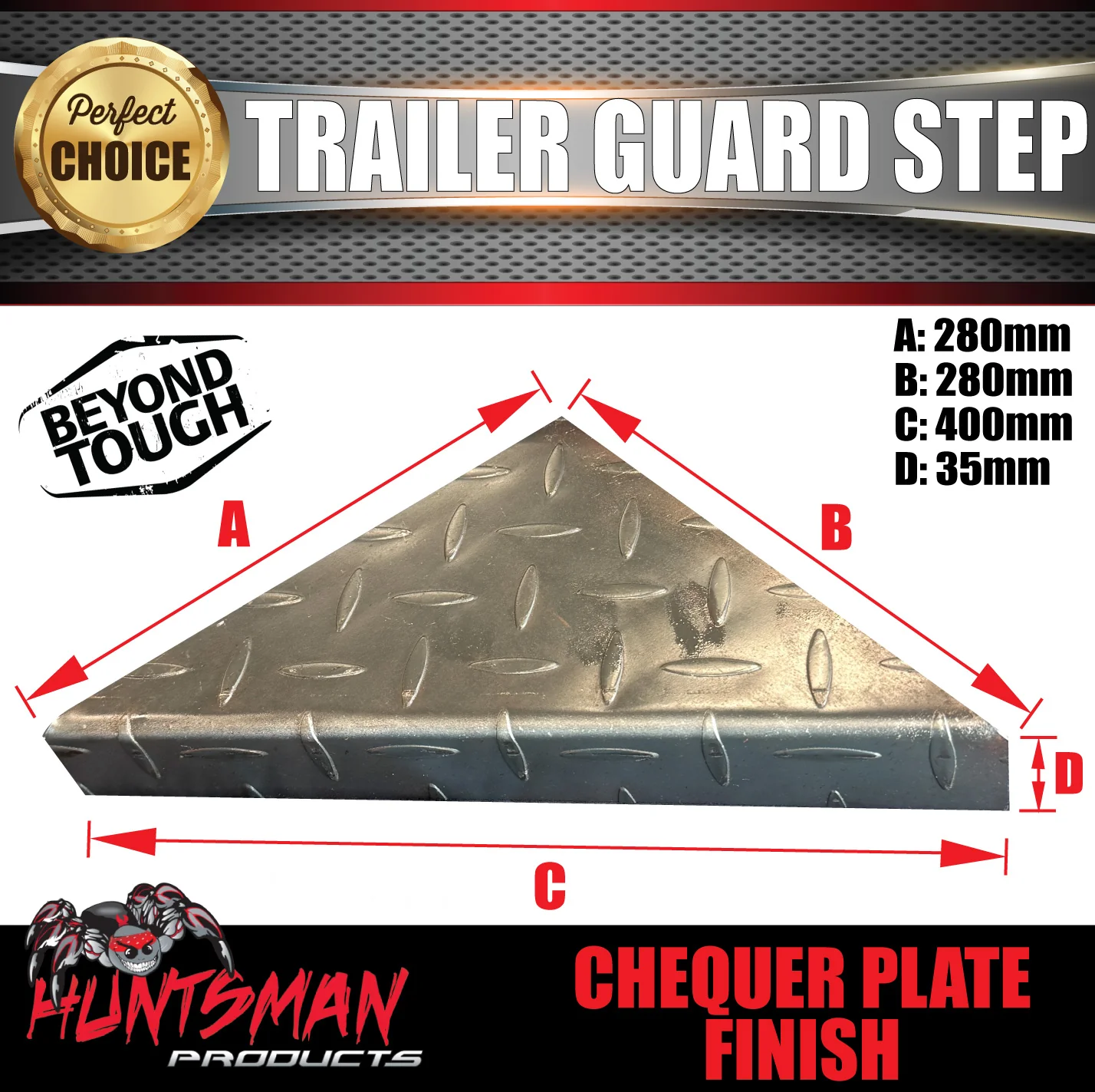 2x Off Road 1820mm x 330mm Tandem Trailer Chequer Mudguards & Steps. For Slipper Springs - Image 10