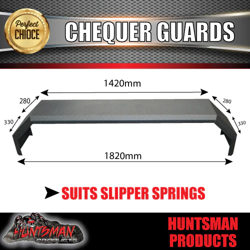 2x Off Road 1820mm x 330mm Tandem Trailer Chequer Mudguards & Steps. For Slipper Springs - Image 2
