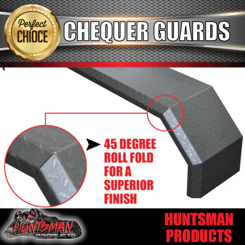 2x Off Road 1820mm x 330mm Tandem Trailer Chequer Mudguards & Steps. For Slipper Springs - Image 4