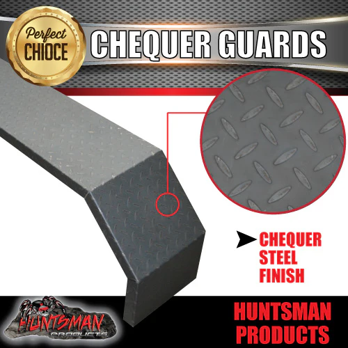 2x Off Road 1820mm x 330mm Tandem Trailer Chequer Mudguards & Steps. For Slipper Springs - Image 7