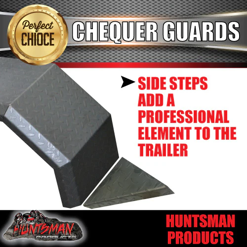 2x Off Road 1820mm x 330mm Tandem Trailer Chequer Mudguards & Steps. For Slipper Springs - Image 8