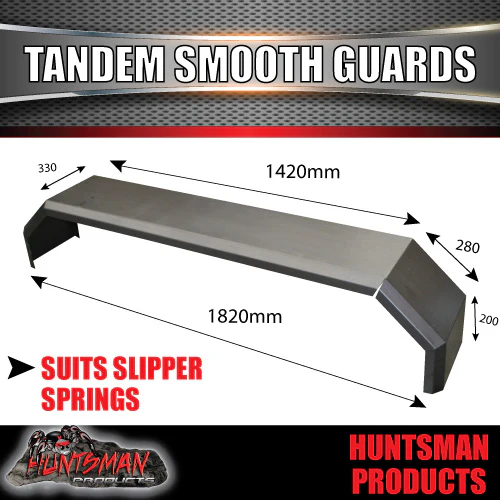X2 Off Road 1820mm x 330mm Tandem Trailer Caravan Mudguards & Steps Smooth Steel Suit Slipper Springs - Image 5