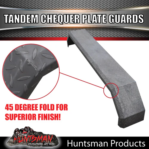 2x 1600mm x 250mm Tandem Trailer Mudguards Chequer Steel Suits Slipper Springs 2.5mm - Image 3