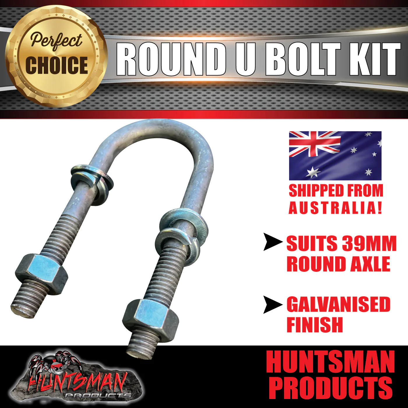 Tandem Galvanised Boat Trailer 39mm x 115mm 1/2" U Bolt Kit - Image 2