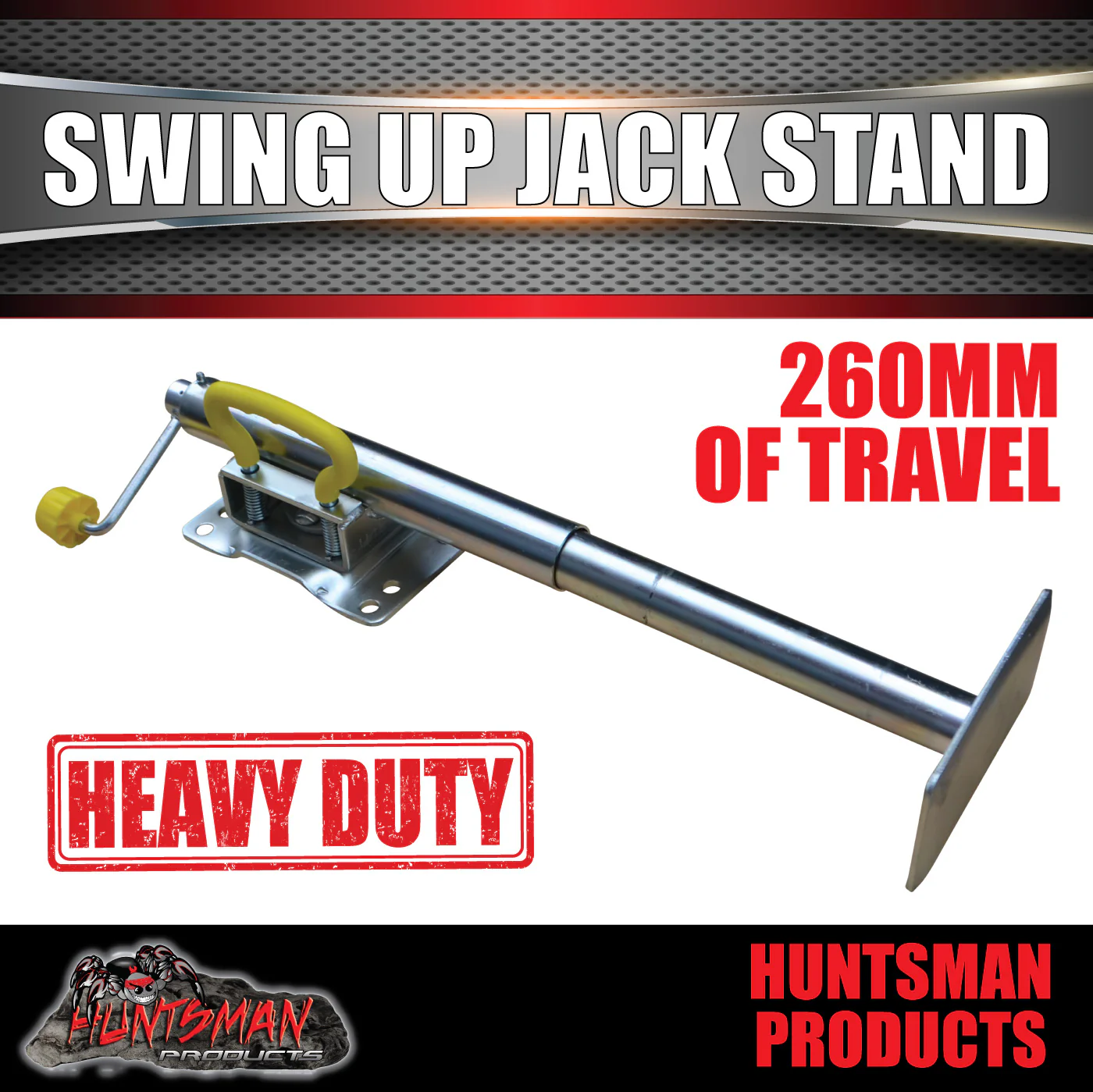 Trailer Caravan Swing Up Jack Stand. 350Kg Rated. Jockey Wheel Style, Greasable - Image 3