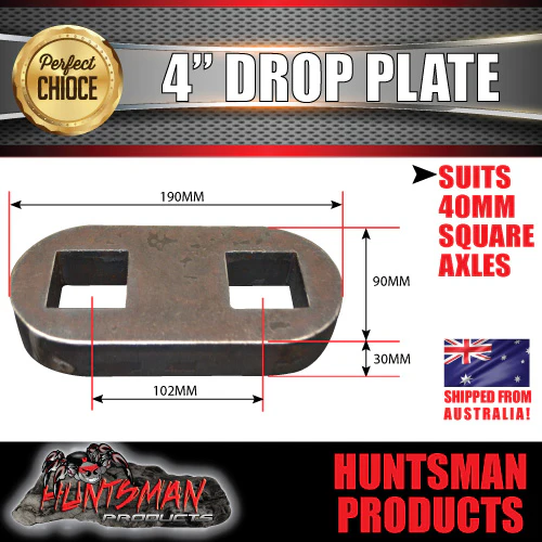 TRAILER DROP AXLE PLATE. 40MM X 40MM CUT OUTS & 4" INCH DROP - Image 2