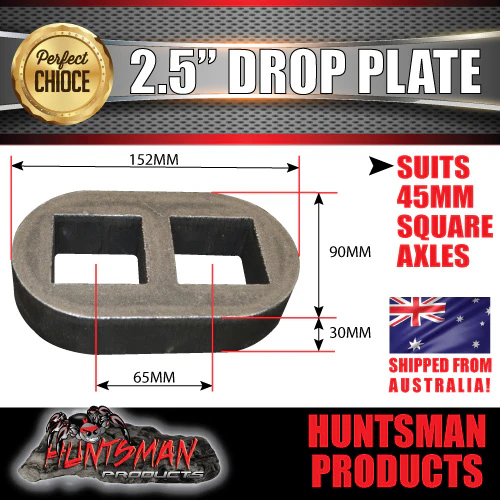 2.5" Drop axle plate suits 45mm square trailer Caravan axle. 30mm thick - Image 2