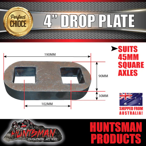 4" Drop axle plates suits 45mm square trailer Caravan axle. 30mm thick - Image 2