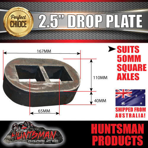 2.5" Drop axle plate suits 50mm square trailer Caravan axle. 40mm thick - Image 2
