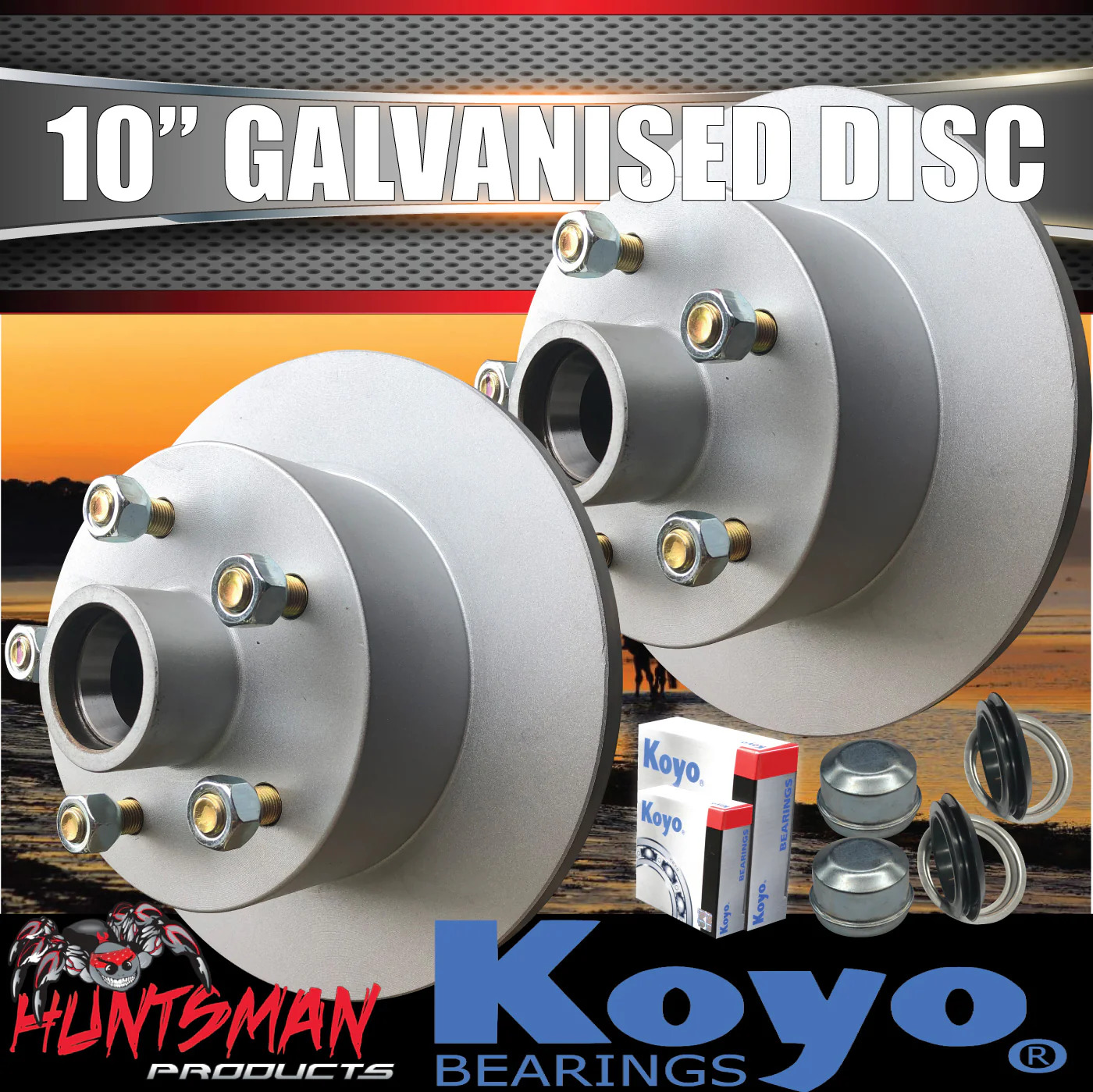 2X 10" Commodore Trailer Caravan Galvanised Discs & KOYO LM Bearings - Image 2