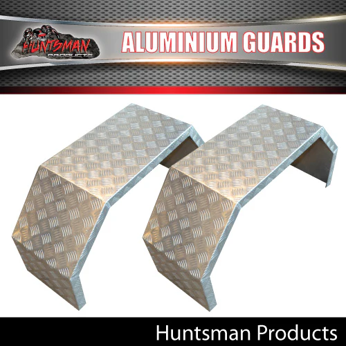Pair Single Axle Off Road Alloy Chequer Trailer Mudguards Tig Welded front 330mm Wide Guards - Image 4