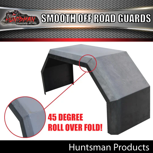 2x Single Axle Off Road Trailer Mudguards, Smooth Steel 330mm Wide Aggressive Folds - Image 7