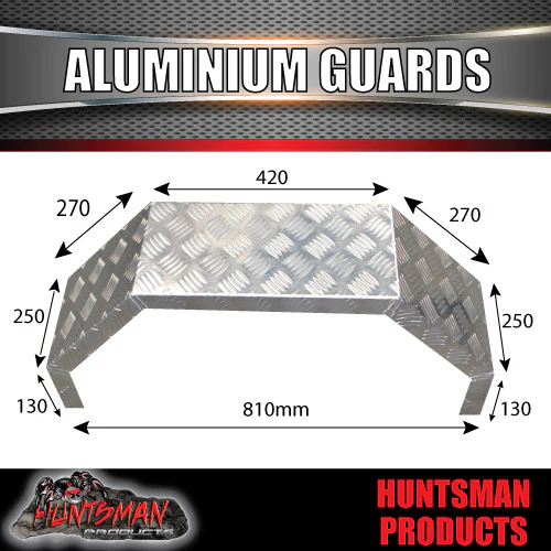 Pair Single Axle Aluminium 250mm Wide Trailer Mudguards Chequer Finish, TIG Welded Guards - Image 3