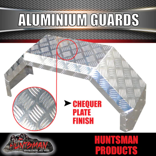Pair Single Axle Aluminium 250mm Wide Trailer Mudguards Chequer Finish, TIG Welded Guards - Image 4