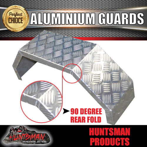 Pair Single Axle Aluminium 250mm Wide Trailer Mudguards Chequer Finish, TIG Welded Guards - Image 5