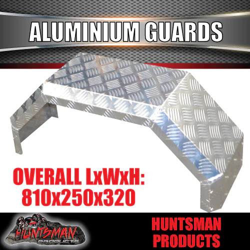 Pair Single Axle Aluminium 250mm Wide Trailer Mudguards Chequer Finish, TIG Welded Guards - Image 6