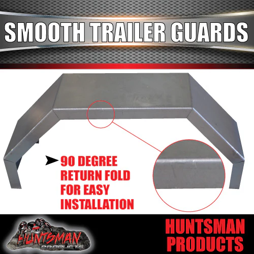x2 Single Axle Trailer Mudguards, Smooth Steel 250mm Wide Guards Aggressive Folds - Image 3