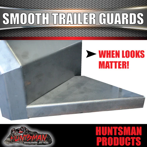x2 Single Axle Trailer Mudguards & Steps, Smooth Steel 250mm Wide Guards - Image 2