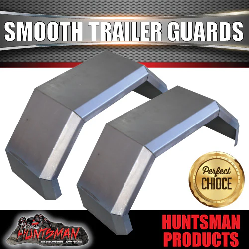 x2 Single Axle Trailer Mudguards & Steps, Smooth Steel 250mm Wide Guards - Image 3