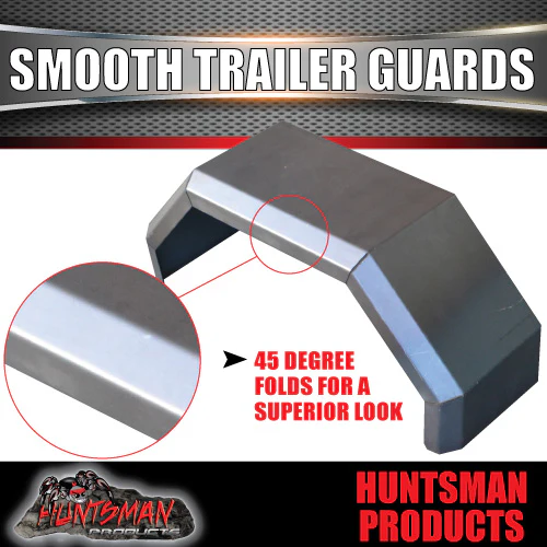 x2 Single Axle Trailer Mudguards & Steps, Smooth Steel 250mm Wide Guards - Image 4